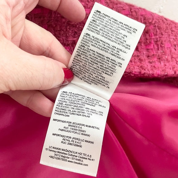 LC Waikiki Vision Blazer Tweed Jacket Chanel vibe Double breasted Pink Sz S - Picture 10 of 16